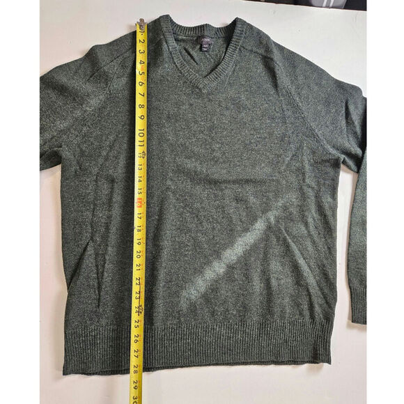 J Crew V Neck Sweater Men's Size XL Tall Gray 100% Lambs Wool Long Sleeve - Picture 2 of 4